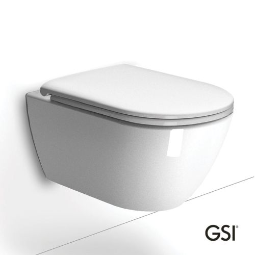 ΛΕΚΑΝΗ WC ΚΡΕΜΑΣΤΗ ΜΕ ΚΑΛΥΜΜΑ GSI PURA Swirl® 881500C White Glossy 55x36 cm