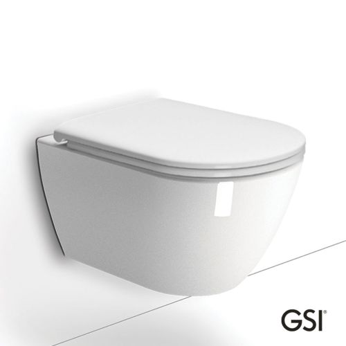 ΛΕΚΑΝΗ WC ΚΡΕΜΑΣΤΗ ΜΕ ΚΑΛΥΜΜΑ GSI PURA Swirl® 881600C White Glossy 50x36 cm