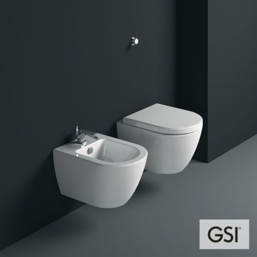 ΛΕΚΑΝΗ WC ΚΡΕΜΑΣΤΗ ΜΕ ΚΑΛΥΜΜΑ GSI PURA Swirl® 881600C White Glossy 50x36 cm