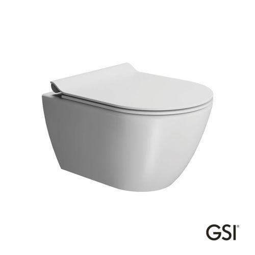 ΛΕΚΑΝΗ WC ΚΡΕΜΑΣΤΗ ΜΕ ΚΑΛΥΜΜΑ GSI PURA Swirl White Matt 50x36 cm