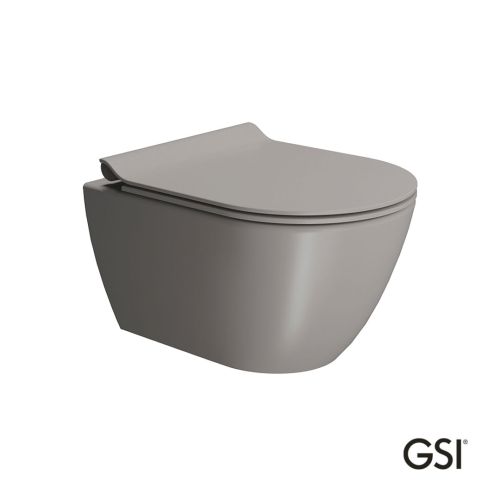 ΛΕΚΑΝΗ WC ΚΡΕΜΑΣΤΗ ΜΕ ΚΑΛΥΜΜΑ GSI PURA Swirl Tortora 50x36 cm