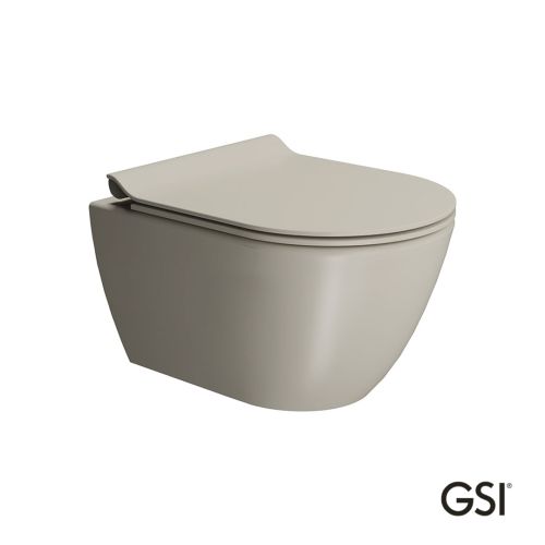 ΛΕΚΑΝΗ WC ΚΡΕΜΑΣΤΗ ΜΕ ΚΑΛΥΜΜΑ GSI PURA Swirl Creta 50x36 cm