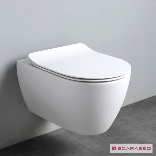 ΛΕΚΑΝΗ WC ΚΡΕΜΑΣΤΗ ΜΕ ΚΑΛΥΜΜΑ SCARABEO MOON Clean Flush® 552000SC White Matt 50,5x36 cm