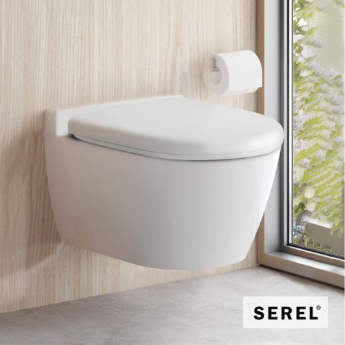 ΛΕΚΑΝΗ WC ΚΡΕΜΑΣΤΗ ΜΕ ΚΑΛΥΜΜΑ ΒΑΚΕΛΙΤΗ SEREL SMART SM2500 White 51,5 χ 36 cm