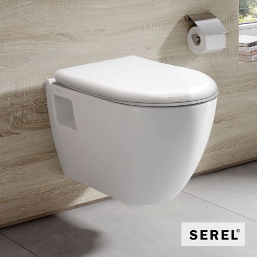 ΛΕΚΑΝΗ WC ΚΡΕΜΑΣΤΗ ΜΕ ΚΑΛΥΜΜΑ ΒΑΚΕΛΙΤΗ SEREL SMART Rimless®  SM2600 White 52x35,5 cm