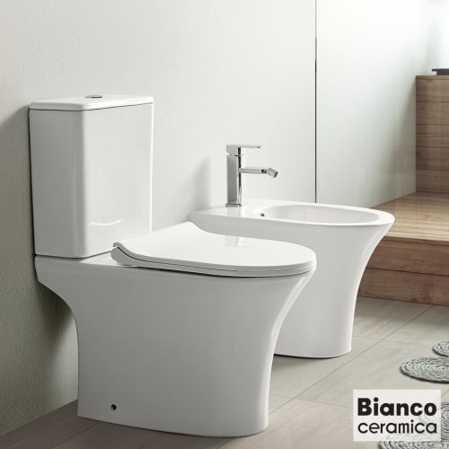 ΛΕΚΑΝΗ WC ΧΑΜΗΛΗΣ ΠΙΕΣΗΣ ΠΙΣΩΣΤΟΜΙΑ ΚΟΜΠΛΕ BIANCO Ceramica AIDA Rimless® AD 12000 SC White 65x34x h 79 cm