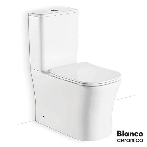 ΛΕΚΑΝΗ WC ΧΑΜΗΛΗΣ ΠΙΕΣΗΣ ΠΙΣΩΣΤΟΜΙΑ ΚΟΜΠΛΕ BIANCO Ceramica NORMA Rimless® NR 12100 SC BTW White 62x36,5x h 80 cm